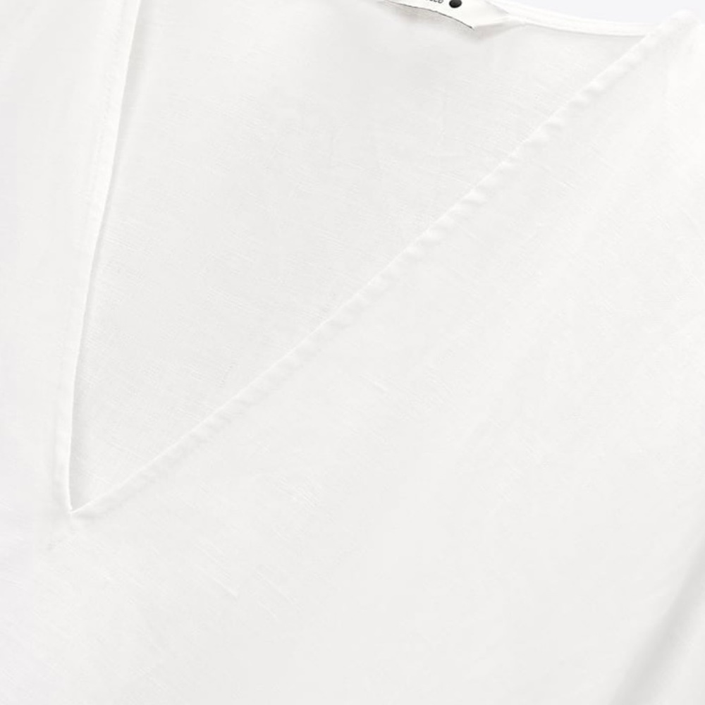 Zara Fringed White Linen Dress - Picture 8 of 9